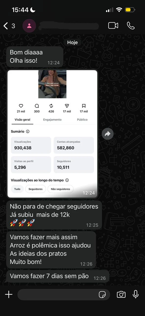 Feedback sobre crescimento contínuo de seguidores